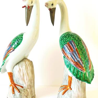 Ceramic Chinese Birds, Pair