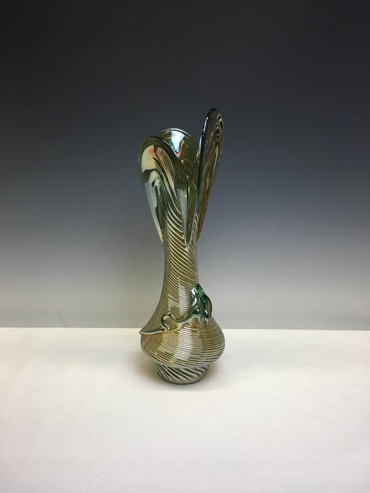 Vintage Iridescent Carnival Glass Fluted Vase