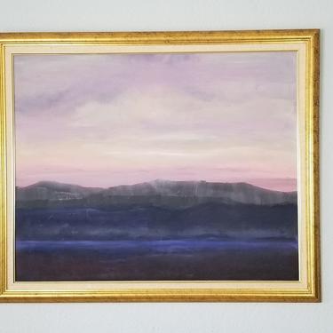 1980s Abstract Mountain Landscape Oil Painting by Jaime Camacho, Framed. 