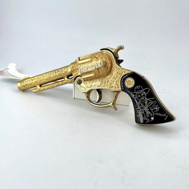 1950s Vintage Hopalong Cassidy Gold Pistol Cap Gun Hop Along Toy Play Halloween Costume Prop Wyandotte Toys Made in USA 