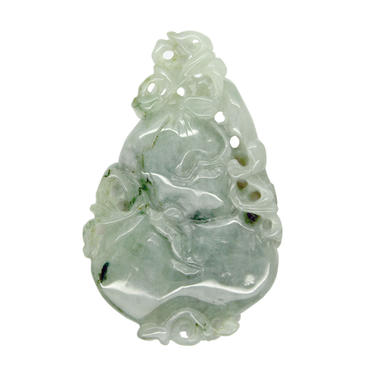 Jade Pendant With Dragon On Gourd Stepping On Money, Roots and Leaf n414E 
