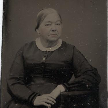 Tintype Photograph of an Elderly Woman with Tinted Cheeks and Lips 