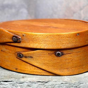 Antique Shaker Trinket Box - Oval Bentwood Single Lap Jointed - Bent Wood Pantry Box | FREE SHIPPING 