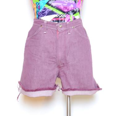 Vintage 70's WRANGLER Purple Denim Shorts Sz 26W 