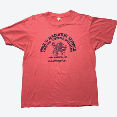 Vintage 1980s SCREEN STARS T-Shirt ~ fits M ~ Single Stitch ~ Paul's Radiator Service ~ Novelty / Souvenir / Graphic Tee ~ 80s ~ Florida 
