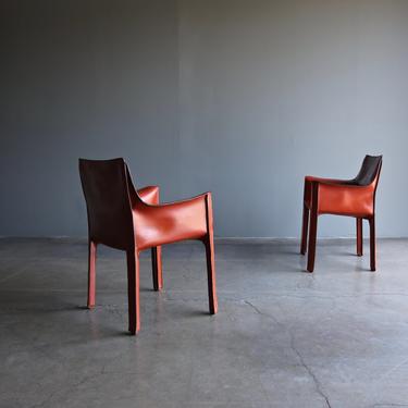 Mario Bellini Red Leather "Cab" Chairs for Cassina, circa 1985