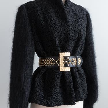 Chic 1960's Black Persian Lamb Fur Jacket by Dittrich / Medium