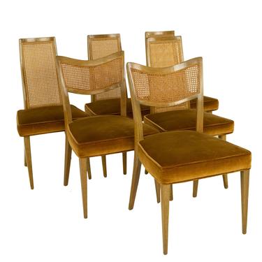 Harvey Probber Mid Century Bleached Mahogany and Cane Dining Chairs - Set of 6 - mcm 