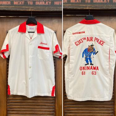Vintage 1960’s Japan Military Bulldog Okinawa Bowling Shirt, 60’s Bowling Shirt, 60’s Shirt, Vintage Shirt, Vintage Clothing 