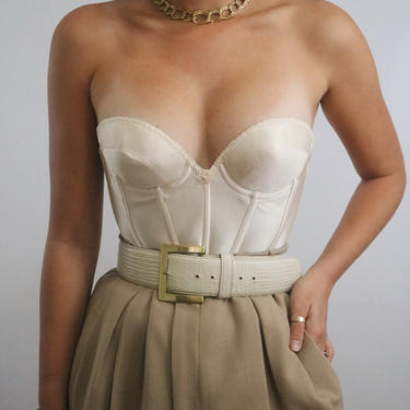 Vintage Cream Bustier Corset - Cropped Backless Bustier - 1960’s - 34A/32B 