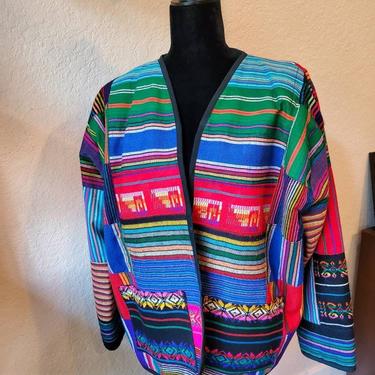 Multi color patchwork blazer handwoven 