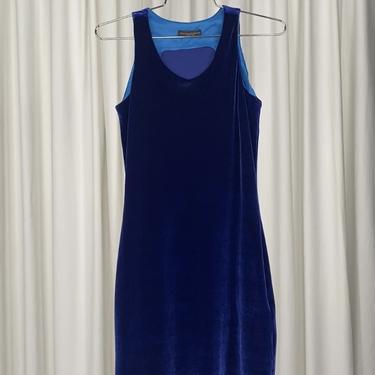 Vintage Donna Karan Royal Blue Velour Dress
