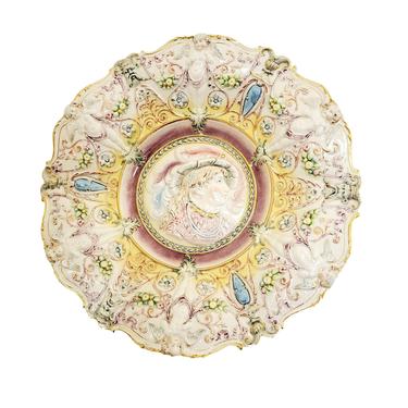 Antique Majolica Plate from Hugo Lonitz - German Art Pottery 