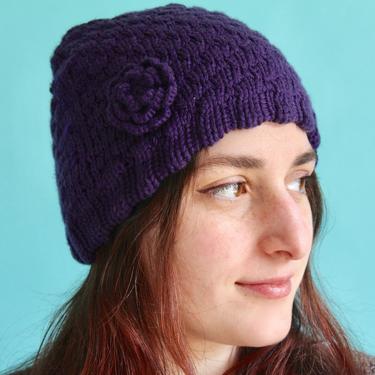 Purple Beanie Acrylic Small Crochet Hat 
