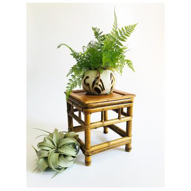 Vintage Small Bamboo Plant Stand 
