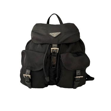 Prada Black Logo Nylon Large Backpack