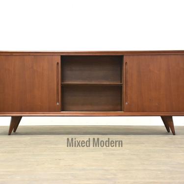 Walnut and Tile Mid Century Credenza 