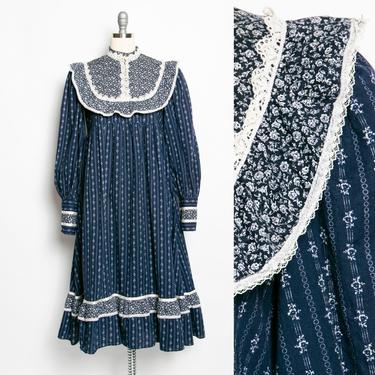 1970s Gunne Sax Dress Calico Cotton Peasant S 