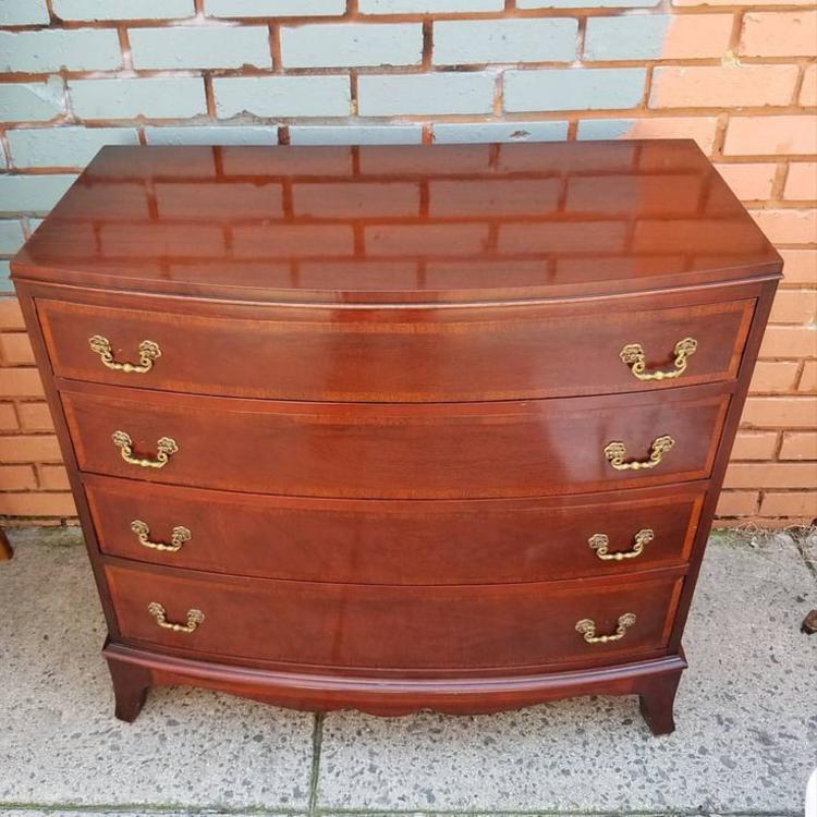SOLD. Mahogany Four Drawer Chest, $290.