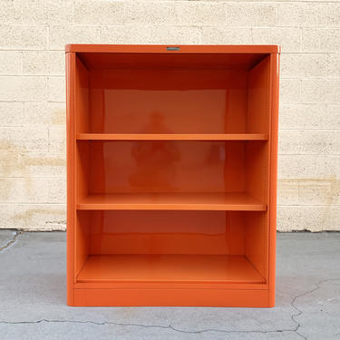 Rare McDowell Craig Tanker  Bookcase Refinished in Tangerine, Ready to Ship