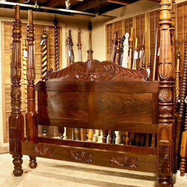 19th Century West Indies Plantation Bed in Mahogany, Resized to King