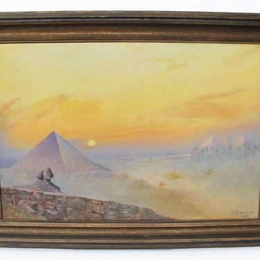 Large Albert Salzbrenner Original Oil Painting of the Egyptian Desert Landscape 