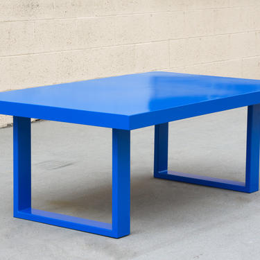 Custom Made Minimalist Steel Coffee Table in Blue