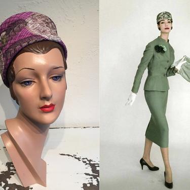 It's All Florals In My Mind - Vintage Late 1950s Orchid Fuchsia Floral Turban Beehive Cloche Hat 