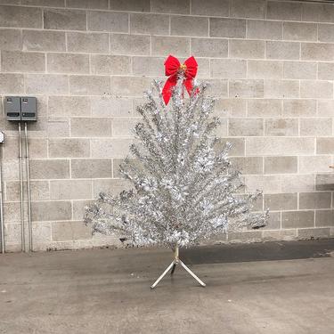 Vintage Aluminum Christmas Tree Retro 1950s Silver Foil Xmas Tree + Trumpet Style Wire Branches +  Mid Century + MCM Metal Tree + Home Decor 