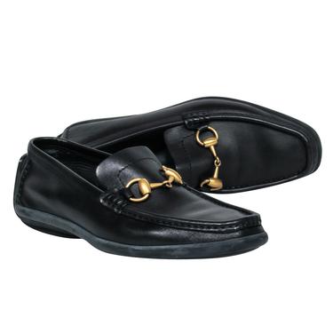 Gucci - Black Leather Almond Toe Loafers w/ Horsebit Sz 5.5