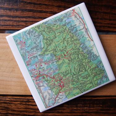 1998 Kings Canyon National Park Map Coaster. California Map. Hiking Gift. Camping. California Décor. Travel Gift. Sierra Nevada Mountains. 