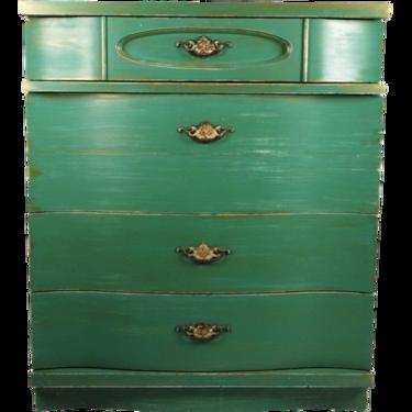 Vintage 1950s Painted Emerald Dresser
