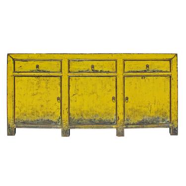 Distressed Rustic Neon Fluorescent Yellow Sideboard Console Table Cabinet cs5176S