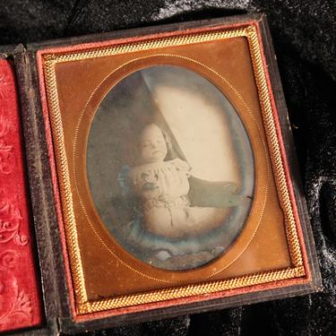 Post Mortem Ambrotype of a Baby Girl in Full Union Case, Sixth-Plate 