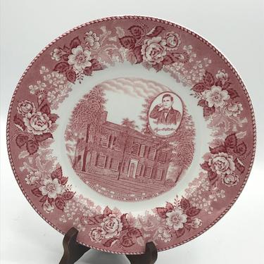 Vintage Red Transferware  Display Plate Stephen Foster &amp;quot;My Old Kentucky Home&amp;quot;- Alfred Meakin Staffordshire England. 