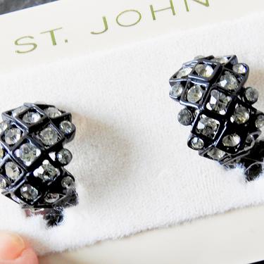 St. John NWT Japanned Rhinestone Earrings 