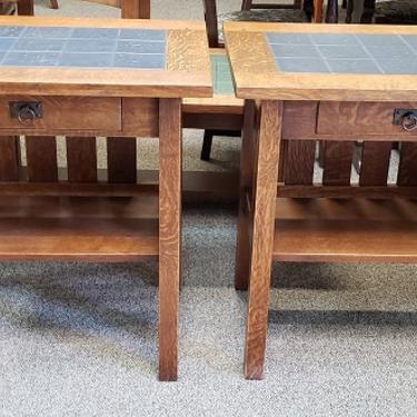 Pair of Warren Hile Mission Oak Arts &amp; Crafts End Tables