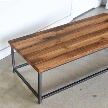 Industrial Coffee Table made from Reclaimed Wood / Steel Box Frame 