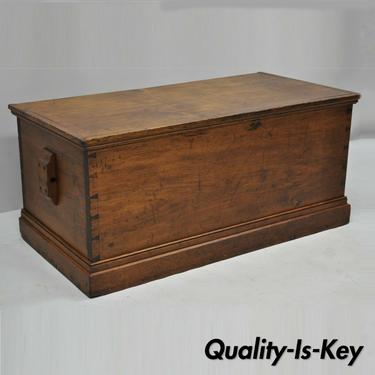 Antique Pine Wood Sailors Sea Chest Dovetailed Constructed Blanket Trunk Box