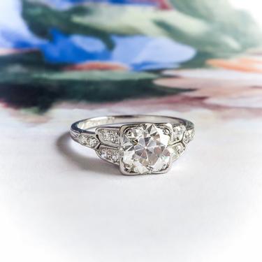 Art Deco 1.44ctw. Diamond Engagement Ring Platinum 