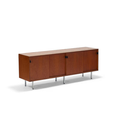Vintage walnut credenza with chrome legs, designed by Florence Knoll 