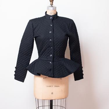 1980s Quilted Peplum Jacket | Betsey Johnson Punk Label 