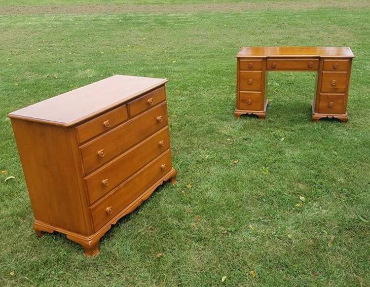 SOLD. SOLD.                   Kling Solid Maple Dresser, Kling Solid maple Vanity/Desk