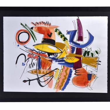 Colorful Surrealist Abstract Shapes Painting “Playroom” Sgd Saitlin Chicago artist 