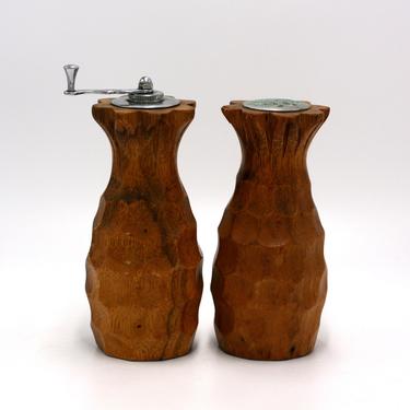 vintage Bel Aire wooden pineapple saltshaker and pepper grinder 