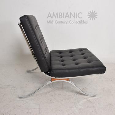 Mid-Century Modern SELIG Barcelona Lounge Chair in Chrome and Faux Leather 1960s 