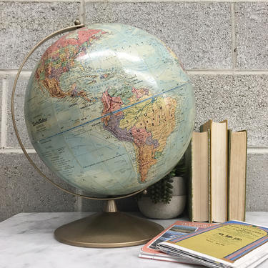 Vintage Globe Retro 1990s Replogle + 12 Inch Diameter + World Nation Series + Colorful + Plastic + School + Learning + Home and Office Decor 