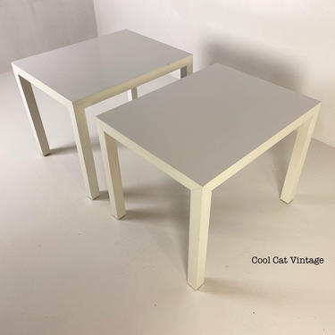 Parsons Style Solid Wood End Tables in White by Lane, Circa 1975 - *Please see notes on shipping before your purchase. 