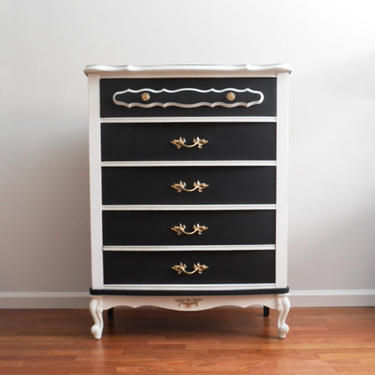 SOLD****French Black and White Dresser/Bureau/Chest 