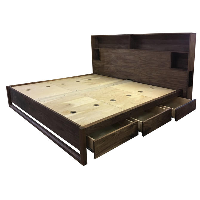 Queen Bed King Underbed Storage, King Bed Frame With Storage And Headboard